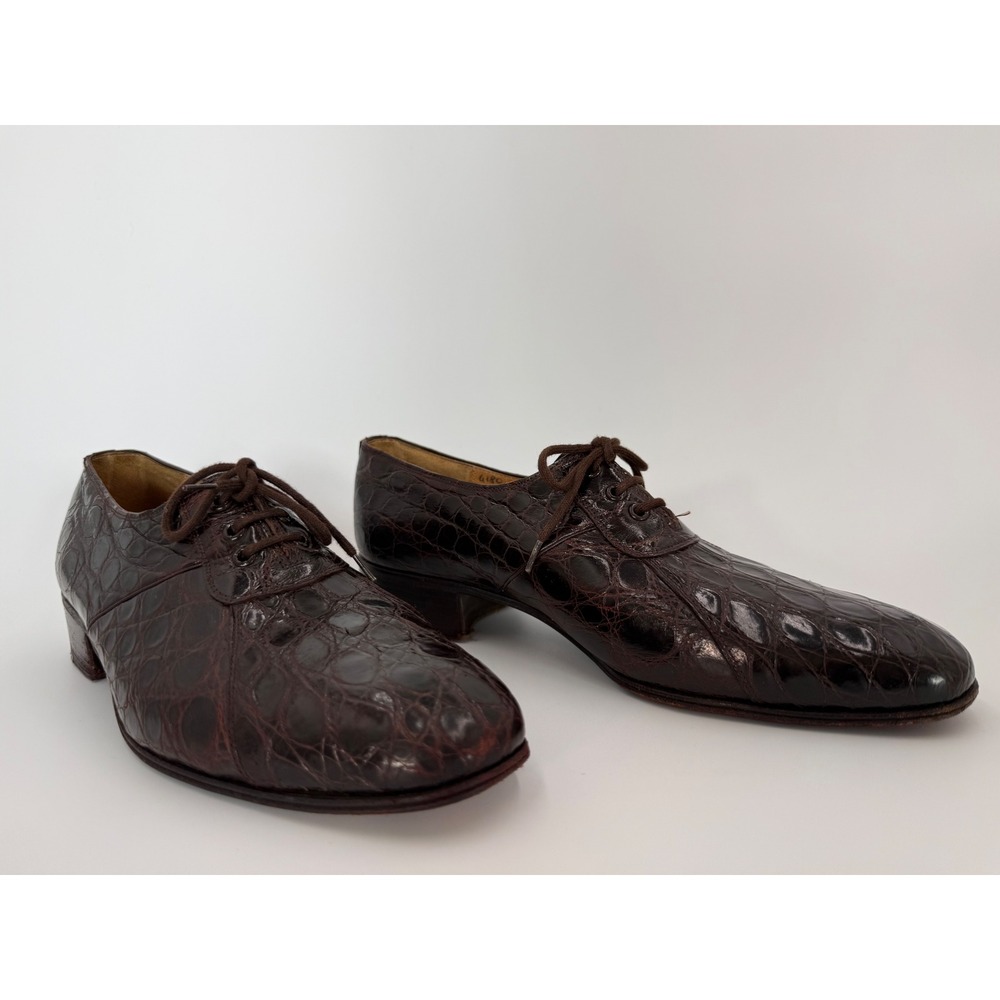 Traversi‎ by Fratelli Brown Alligator Crocodile Leather Oxfords Mens 8 D Italy